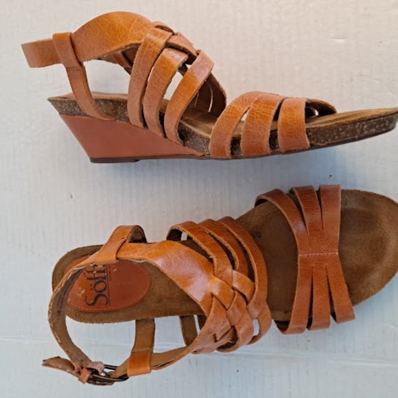 Sofft Shoes - Sofft Vali Sandals Orange Mandarin 2" Wedge Leather Strappy Buckle